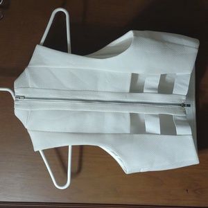 Express cropped sleeveless top Dickie open back zip up XS mock turtleneck mesh